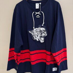 PUMA x Noah Striped V Neck Long Sleeve Hockey Jersey Blue 628196-06 Size 2XL NEW